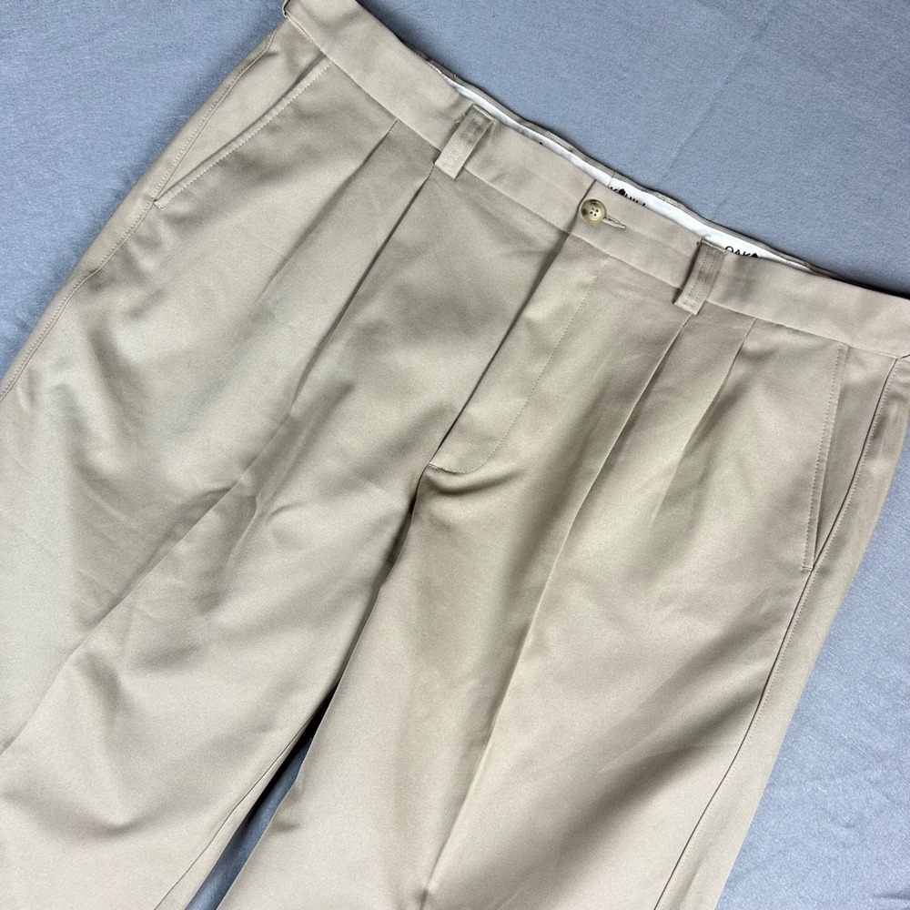 Oak Hill Dress Pants Mens 44x30(44x27) Khaki Tan Pleated Front Polyester Slacks